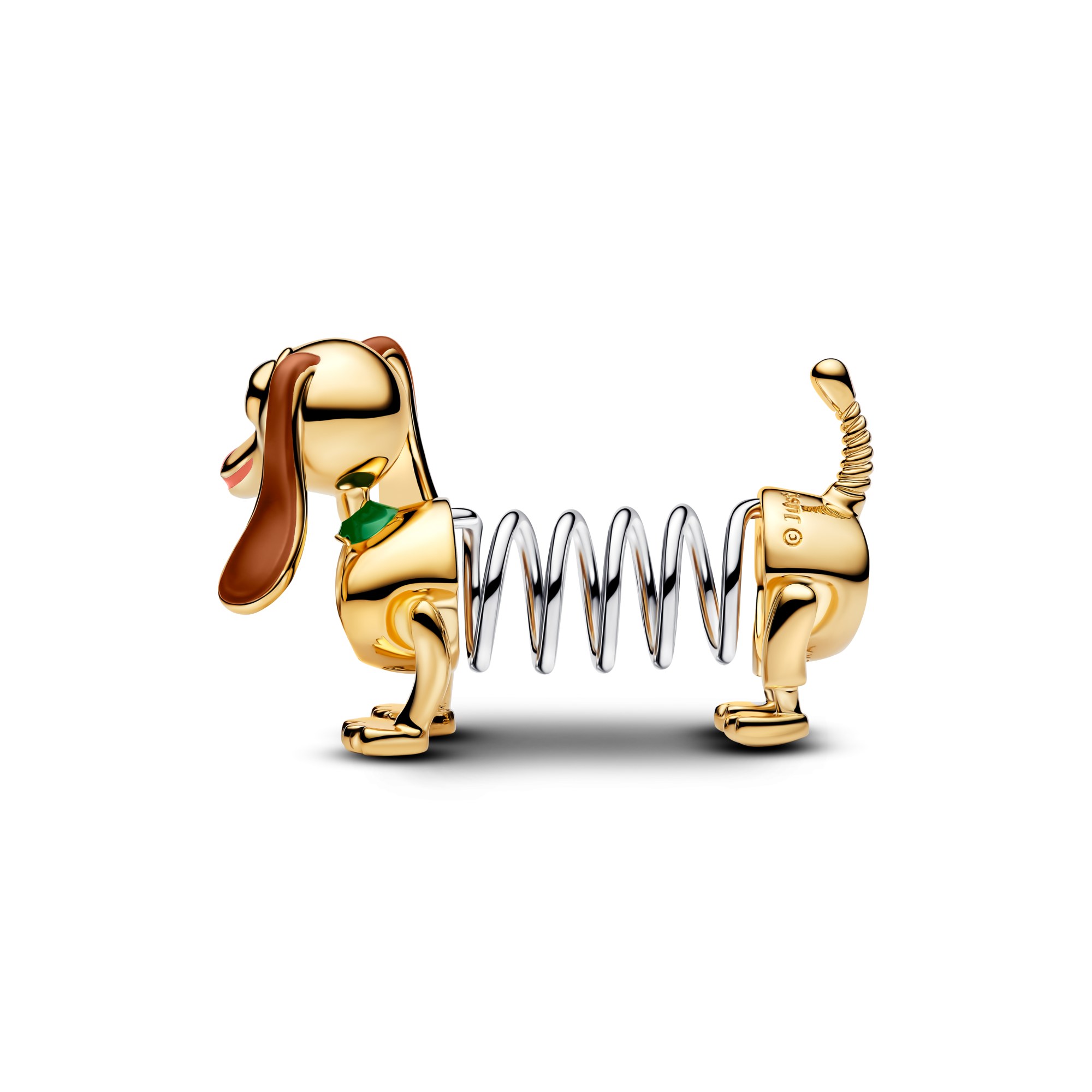 Pandora Disney Pixar Toy Story Slinky Dog Charm - Braun - Gelbgold Vergoldung – Ansicht 2