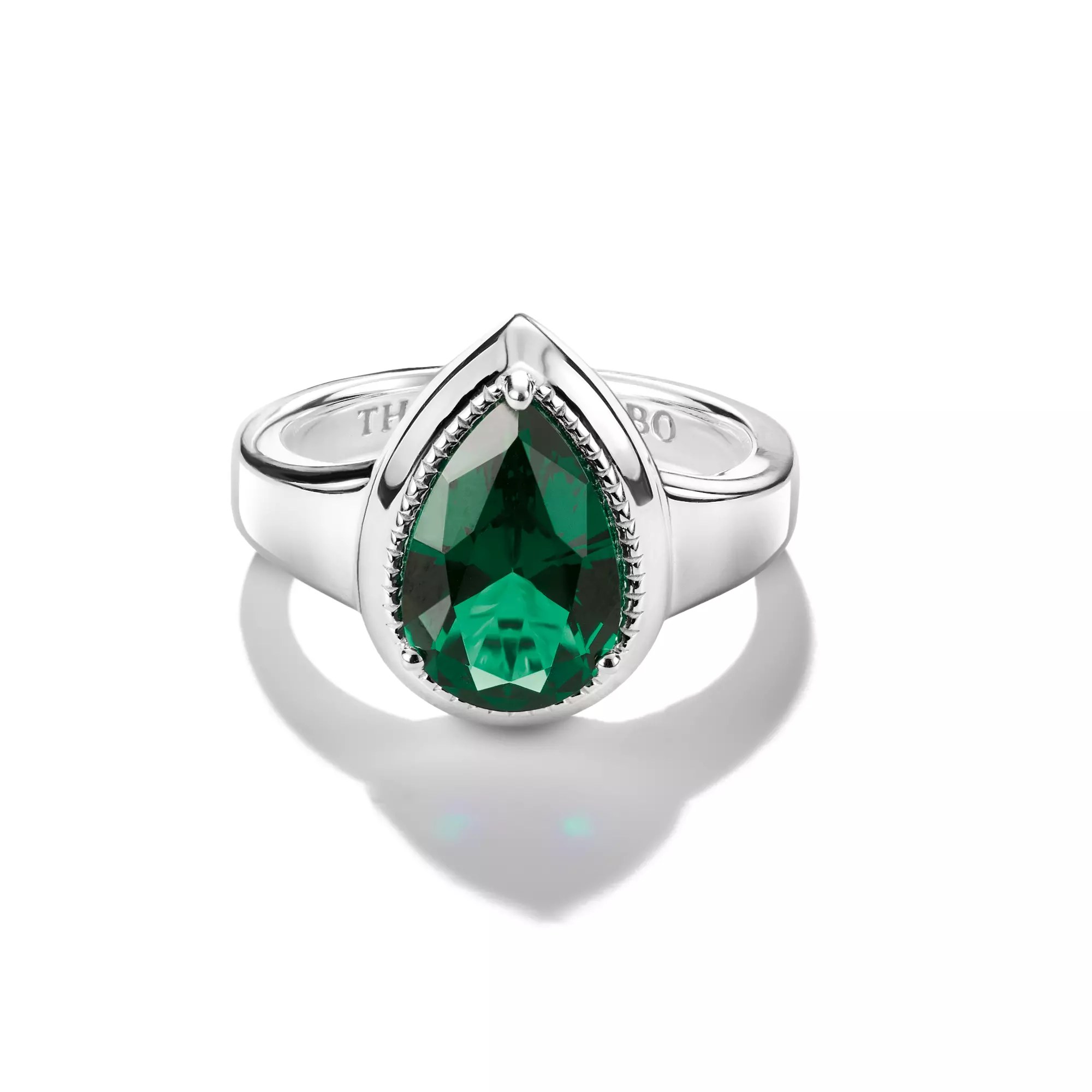 Thomas Sabo Ring mit smaragdgrünem Stein in Tropfenform ELYNDRA Silber – Ansicht 3