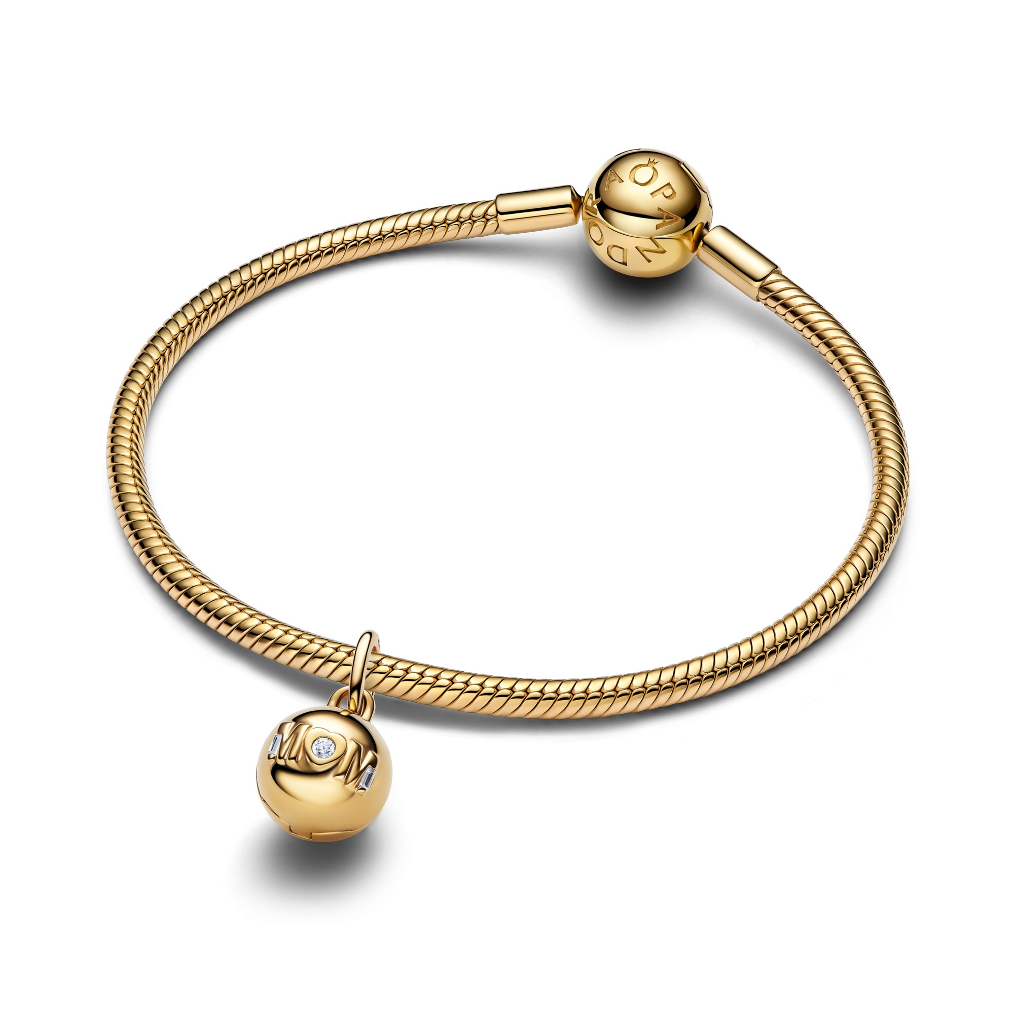 Pandora Mum Kugel zum öffnen Charm - Gelbgold Vergoldung - Emaille + Zirkonia – Ansicht 2