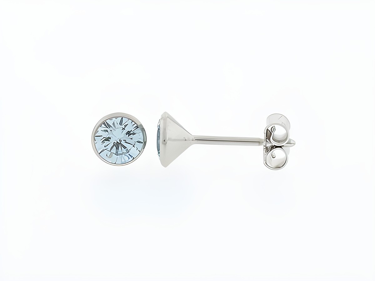 Silber Ohrringe Kelch Silber 5,2 mm Zirkonia hellblau Hersteller Juwelier Harnisch Zirkonia detailreich abgebildet. Ideal für eleganten Schmuckliebhaber.