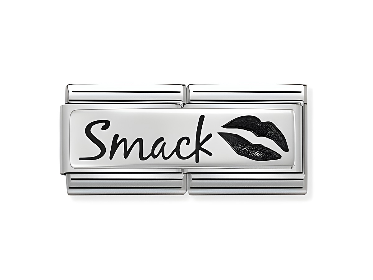 Silberne Nomination 330710 10 Smack mit Gravur und Lippenabdruck, Hersteller Nomination, Double. Schmuckstück für Armbänder, elegantes Design.