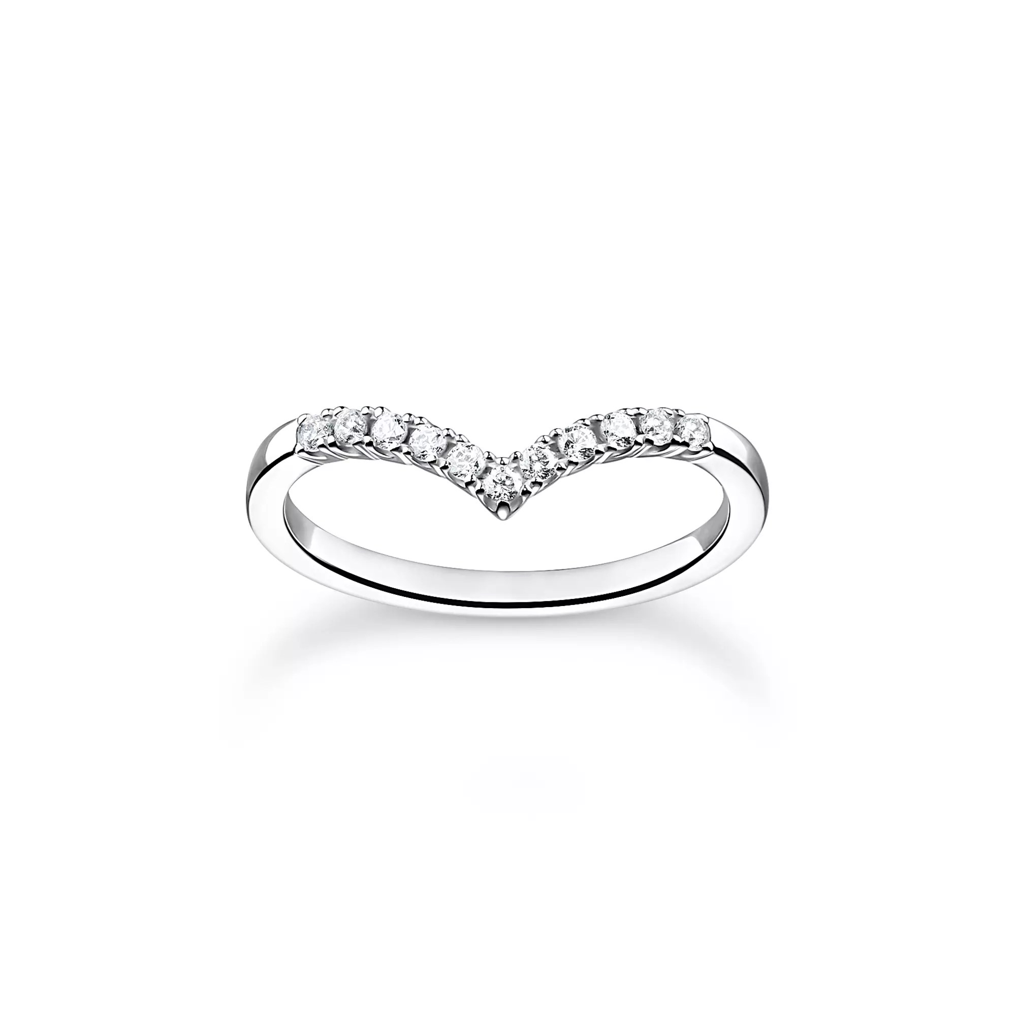 Thomas Sabo Ring V-Form mit weißen Steinen silber – Zirkonia