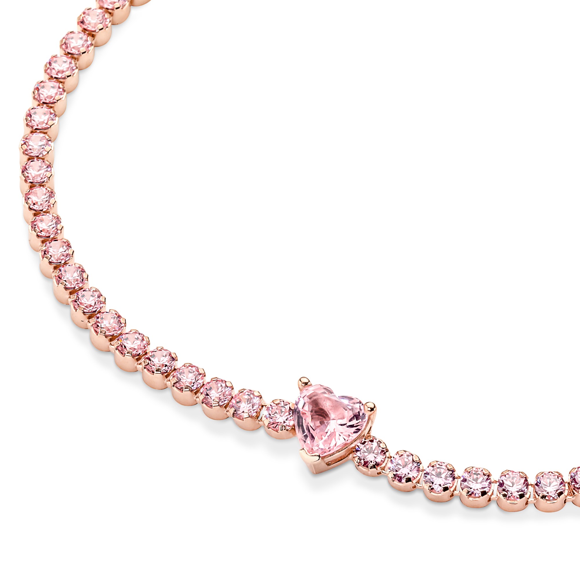 Pandora Armband - Glitzerndes Herz-Tennisarmband - Roségold Vergoldung - Kristall - Pink – Ansicht 4