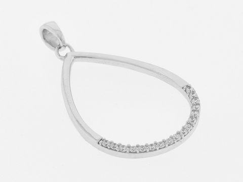 Silber Anhänger in Tropfenform, rhodiniert mit klaren Zirkonia, modisch gestaltet, Hersteller Juwelier Harnisch, ideal für stilvolle Akzente.