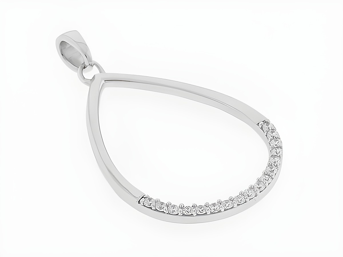 Silber Anhänger in Tropfenform, rhodiniert mit klaren Zirkonia, modisch gestaltet, Hersteller Juwelier Harnisch, ideal für stilvolle Akzente.