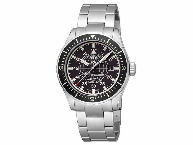 Luminox XA.9601.M CONSTELLATION AUTOMATIC 9600 SERIES Uhr in Silberstahl, 42 mm Gehäuse, schwarzes Ziffernblatt mit Leuchtzeigern, ideal für Abenteuer und Outdoor-Aktivitäten.