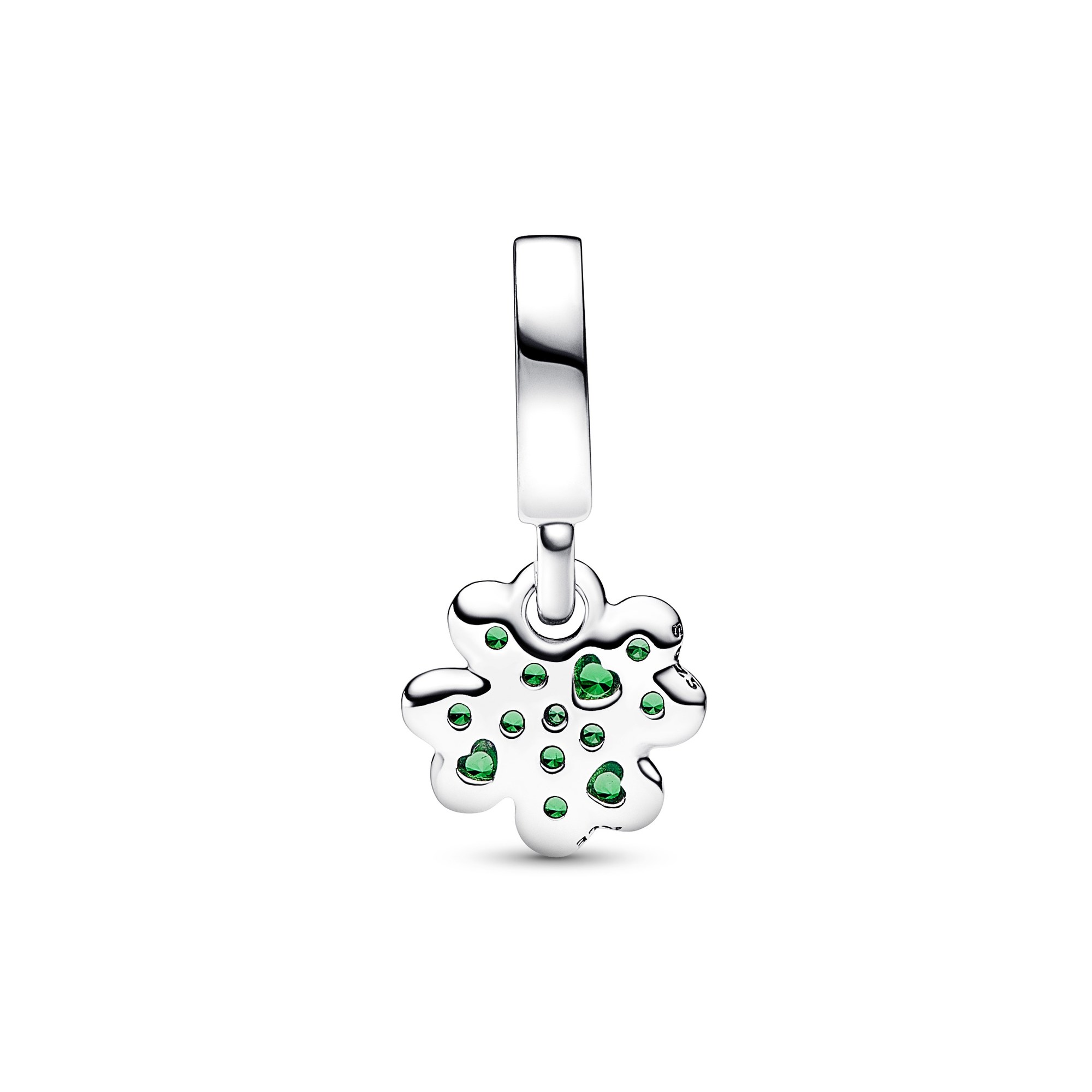 Pandora Vierblättriges Kleeblatt Charm Anhänger - Glücksbringer - Sterling Silber - Crystal Grün Ansicht 2 – Ansicht 2