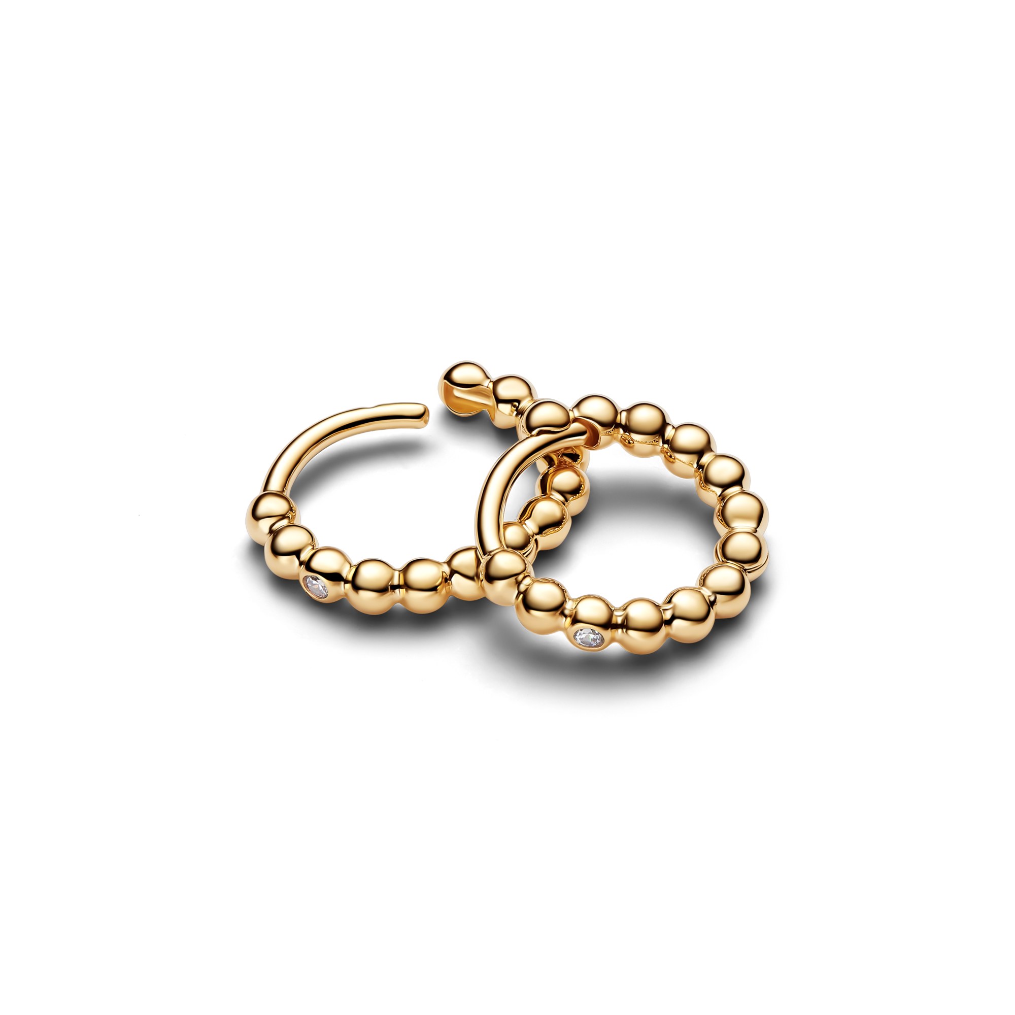 Pandora Huggie Ohrring Creole - Sterling Silber & Gelbgold Vergoldung - Zirkonia – Ansicht 2