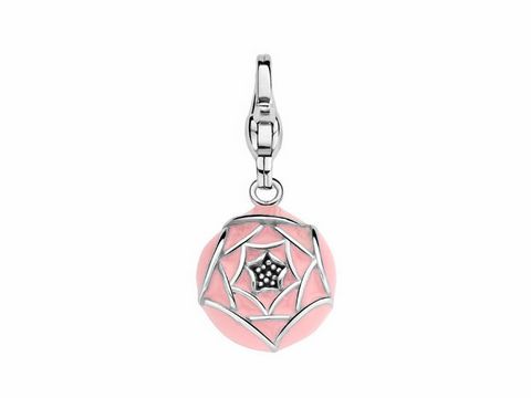 Rosenblüte Ti Sento Silber Charms 8481PI Beauty Bloom in zartem Rosa mit filigraner Netzstruktur und silbernem Anhänger, ideal für persönliche Schmuckkreationen.