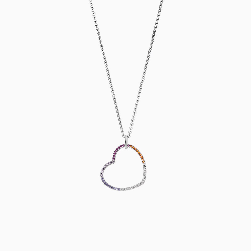 Engelsrufer WARM Halskette mit Anhänger Regenbogenherz Zirkonia Multicolor - Silber rhodiniert 42 cm – Ansicht 2