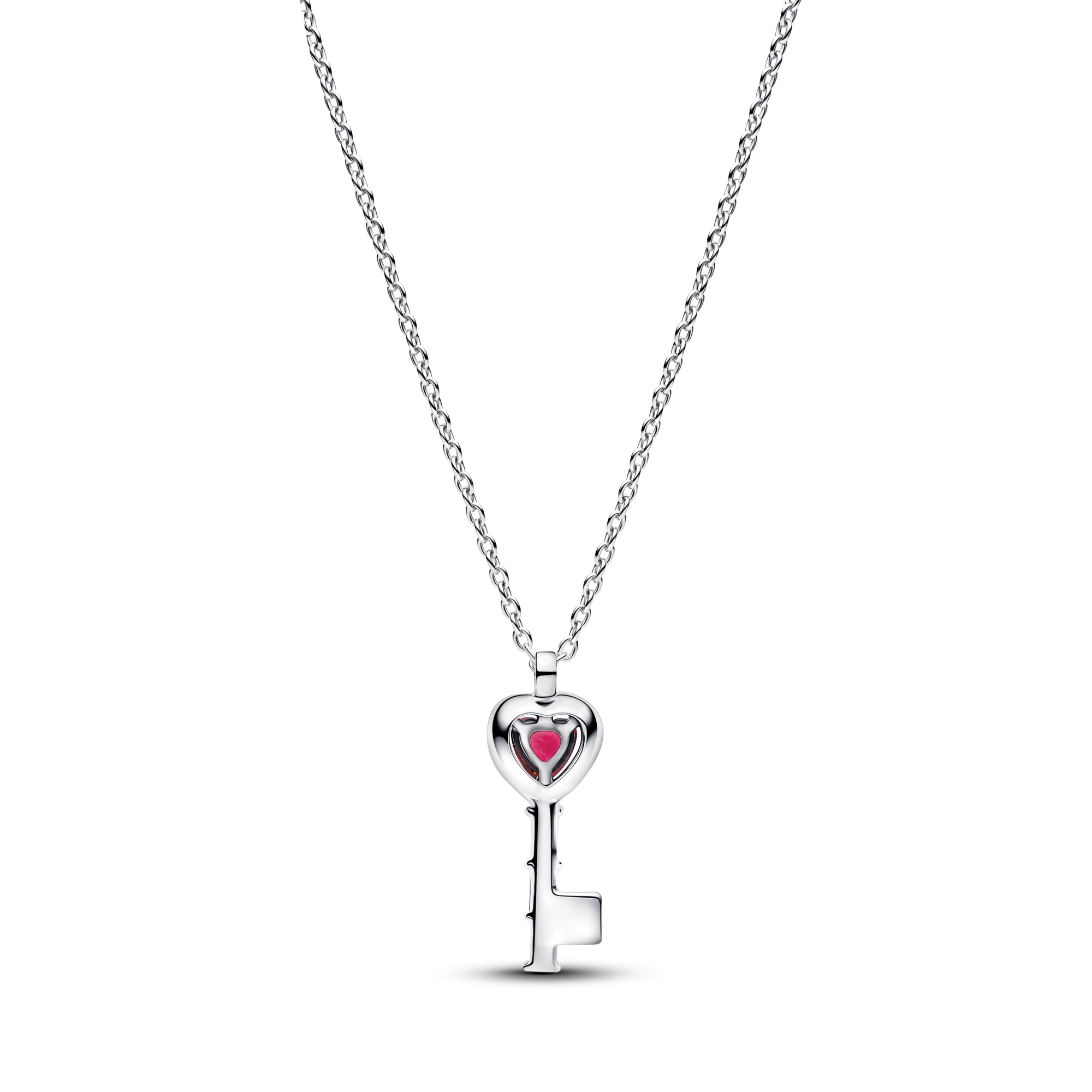 Pandora Erhabenes Herz Schlüssel Collier Halskette - Silber - Steinmix - Rot - 45 cm – Ansicht 3