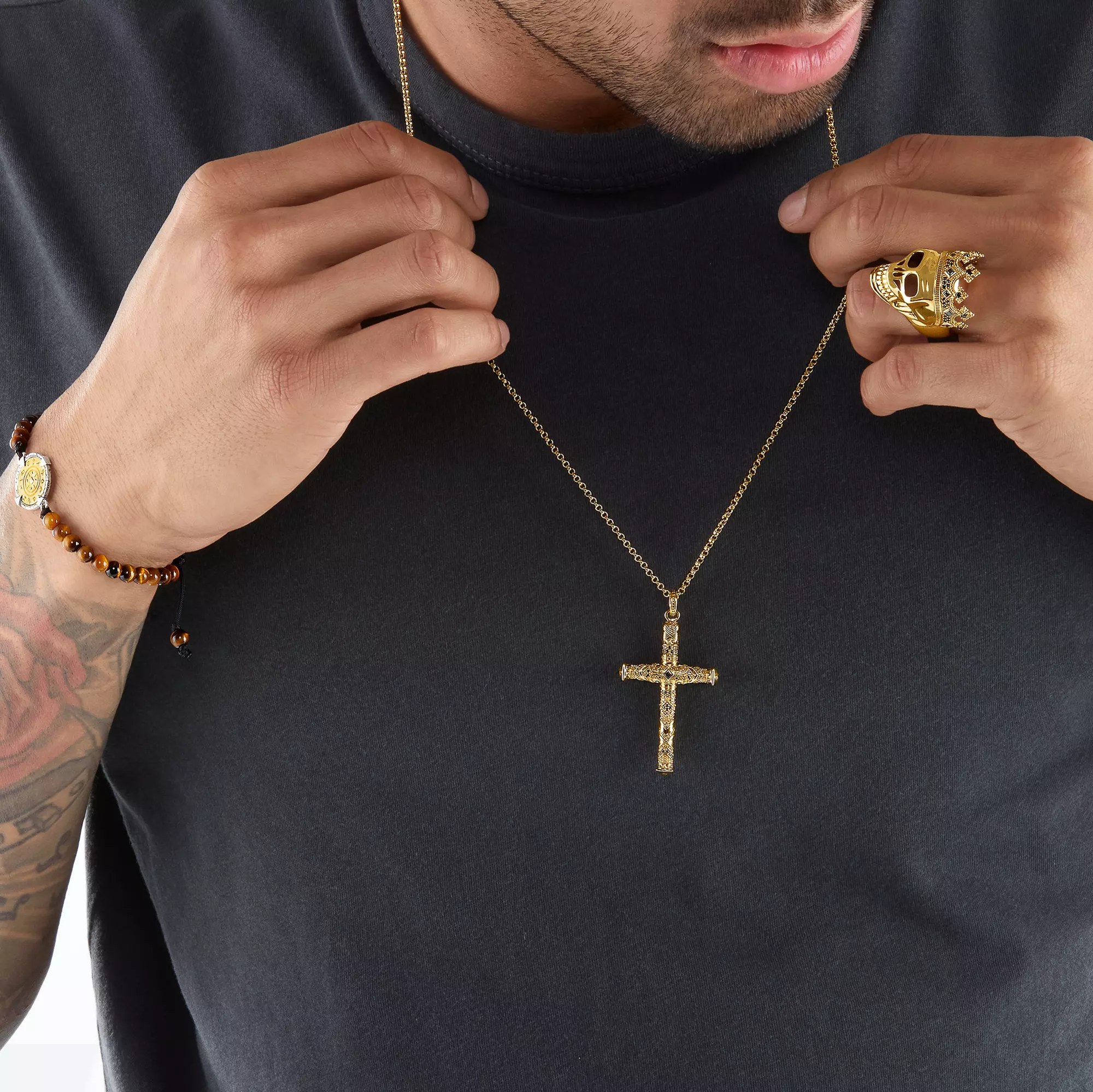 Thomas Sabo Kreuz Anhänger Sterling Silber - vergoldet Gelbgold + Zirkonia – Ansicht 3