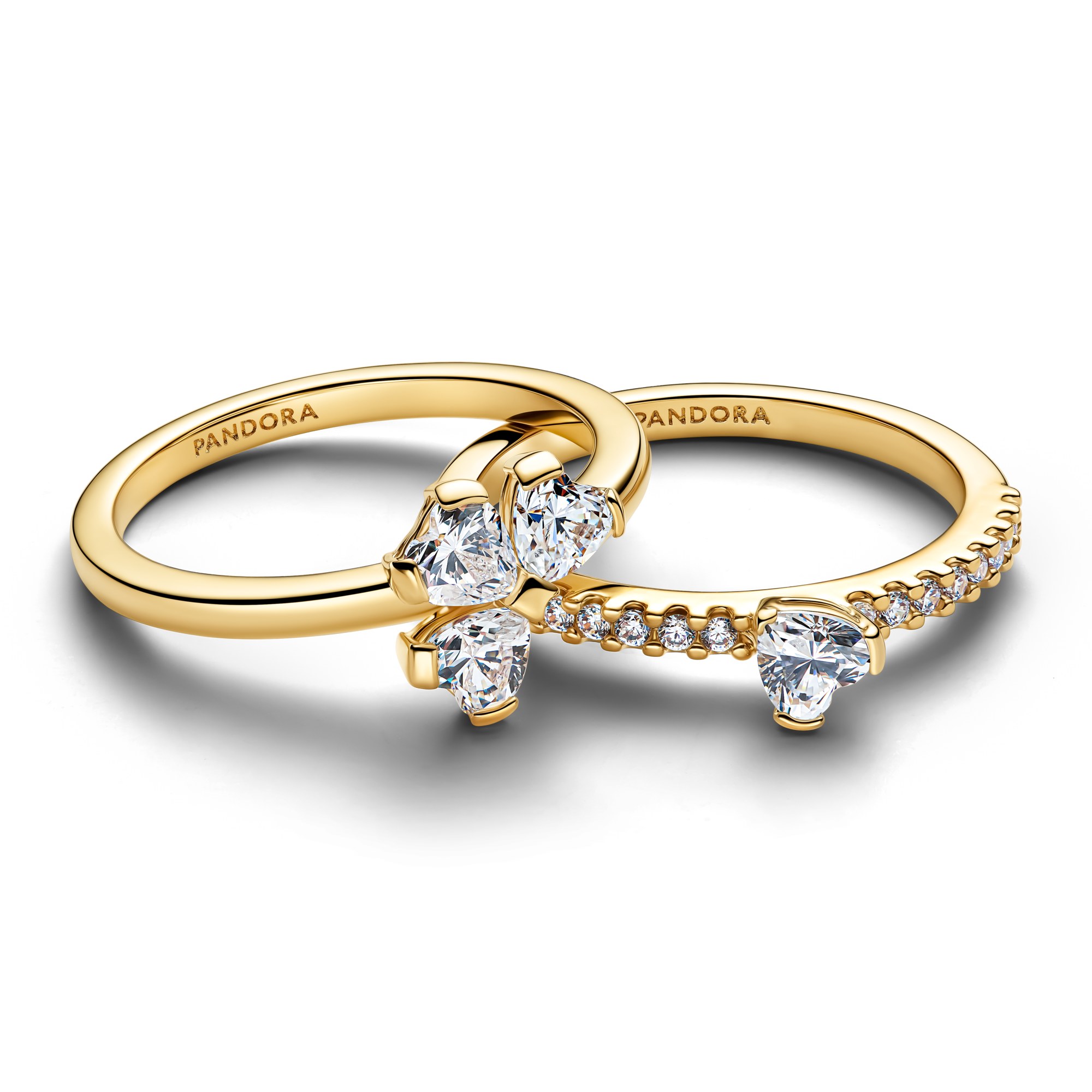 Pandora Funkelndes Glückskleeblatt Teilbarer Ring - Gelbgold Vergoldung - Zirkonia – Ansicht 2
