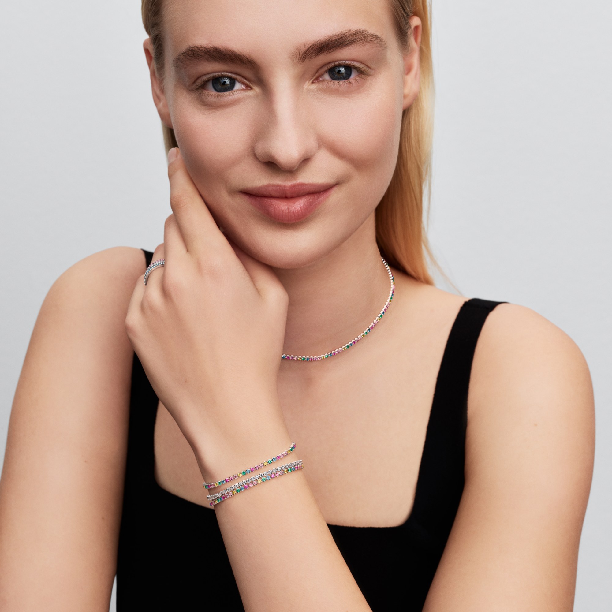 Pandora Regenbogen-Tennisarmband Steinmix - Multicolor – Ansicht 4