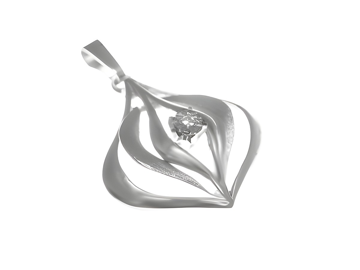 Gold Anhänger aus Weißgold mit einem Diamanten von 0,005 ct, filigranes Design, Hersteller Juwelier Harnisch, idealer Schmuck für besondere Anlässe.