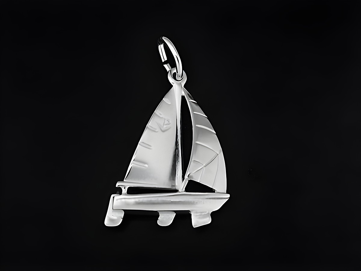 Silber Anhänger in Form eines Segelschiffs aus 925 Sterling Silber, rhodiniert, ideal für maritime Liebhaber, Hersteller Juwelier Harnisch, perfekt für Seefahrt-Fans.