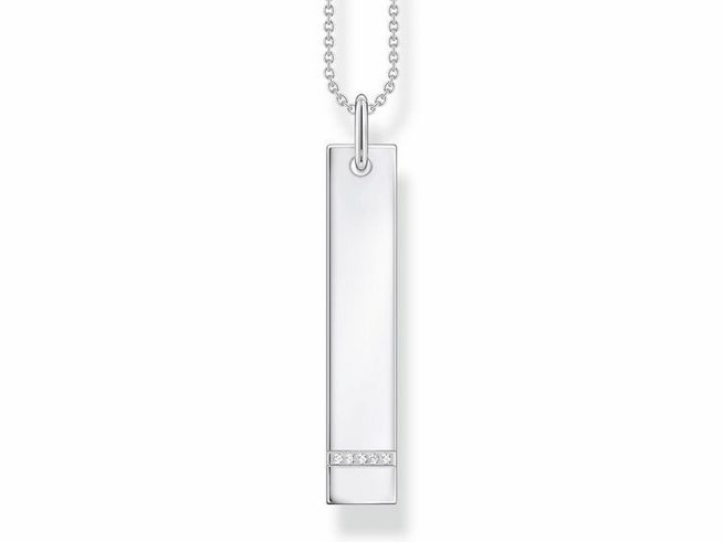 Silberne Thomas Sabo Gravur Kette mit einem Column-Tag-Anhänger KE2134-051-14-L50V, verziert mit Zirkonia, passend für eine Länge von 45-50 cm.