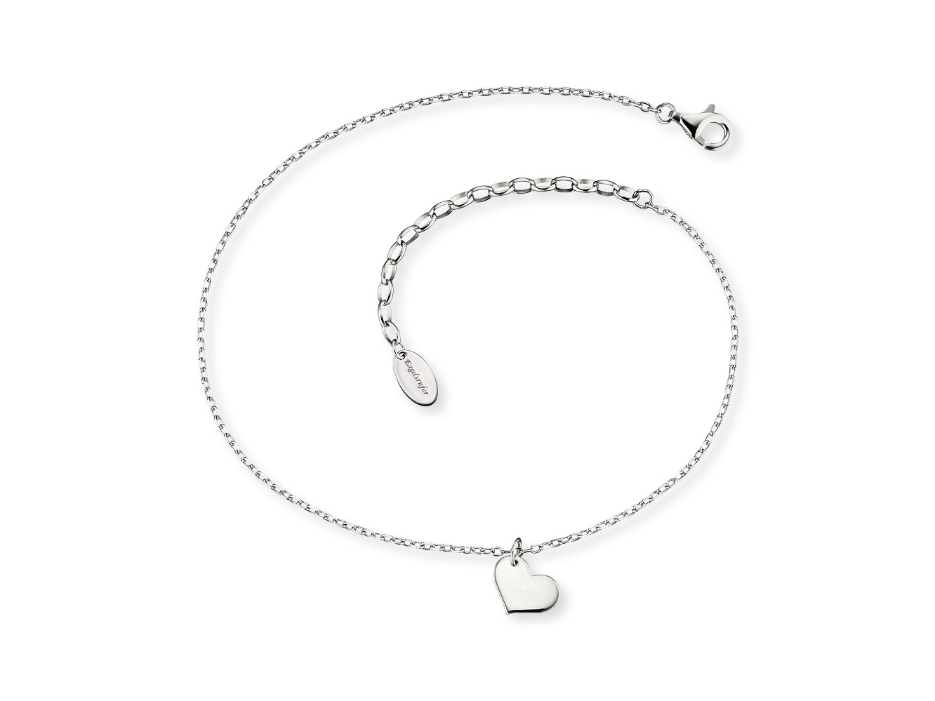 Engelsrufer ERF-LILHEART FUßKETTE Fußkettchen Herz - Silber rhod. 22 cm Silbernes Fußkettchen von Engelsrufer mit Herzanhänger, rhodiniert, eine Länge von 22 cm, zierliche Gliederkette mit Karabinerverschluss und kleineren Befestigungselementen.