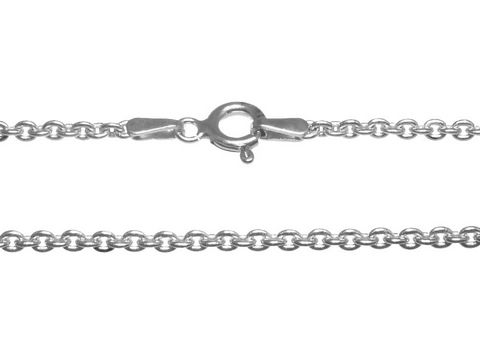 Ankerkette in Rundform aus Silber rhodiniert mit einer Länge von 42 cm und einer Gliedergröße von 2,3 x 2,3 mm, Hersteller Juwelier Harnisch.