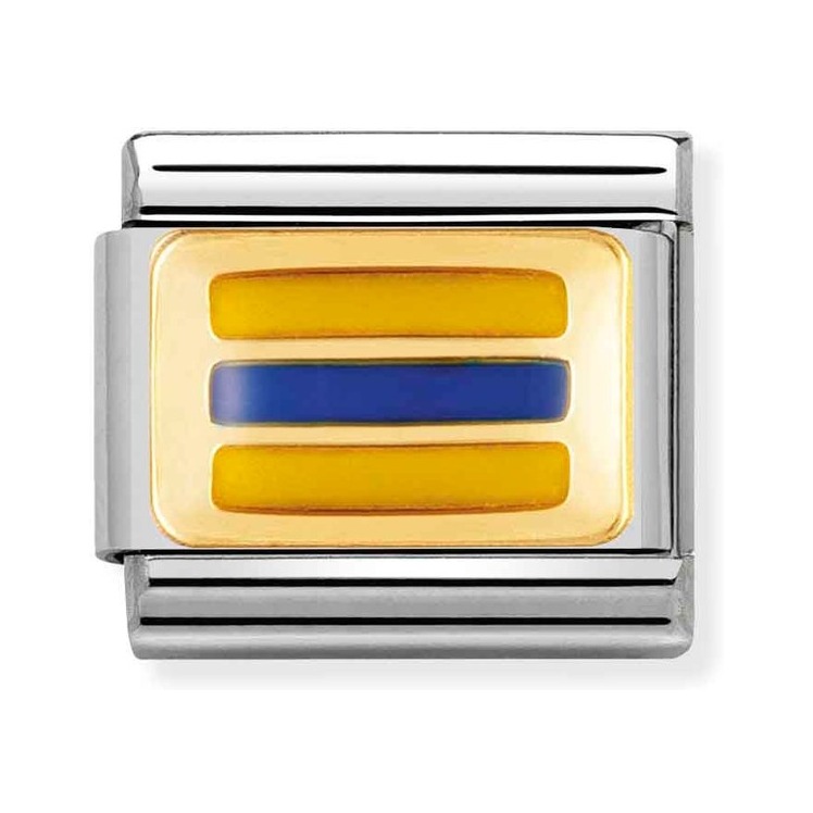 Nomination Composable Classic Charm Flaggenalphabet D - Edelstahl, Gold 750 Gelbgold, Emaille