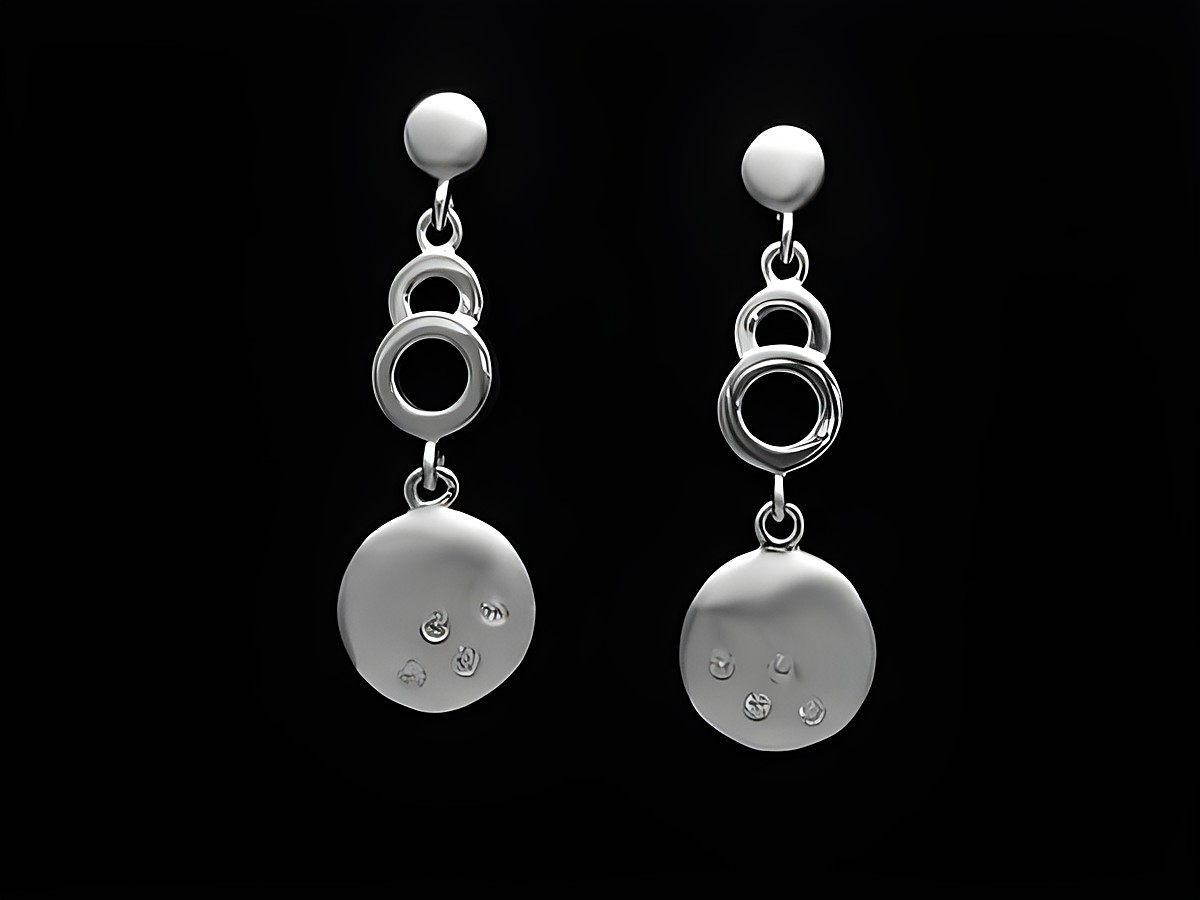 Ohrringe Design Sterling Silber modern mit Zirkonia weiß von Juwelier Harnisch, elegante Ohrhänger mit zeitgenössischem Stein-Design, ideal für stilvolle Anlässe.