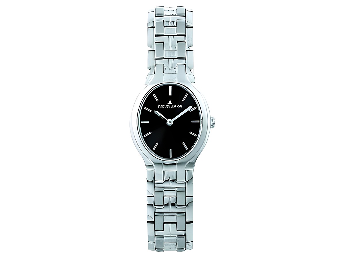 Jacques Lemans Cannes 1-1050A Armbanduhr mit schwarzem Ziffernblatt und silbernem Metallarmband, elegante und zeitlose Uhr für jeden Anlass.