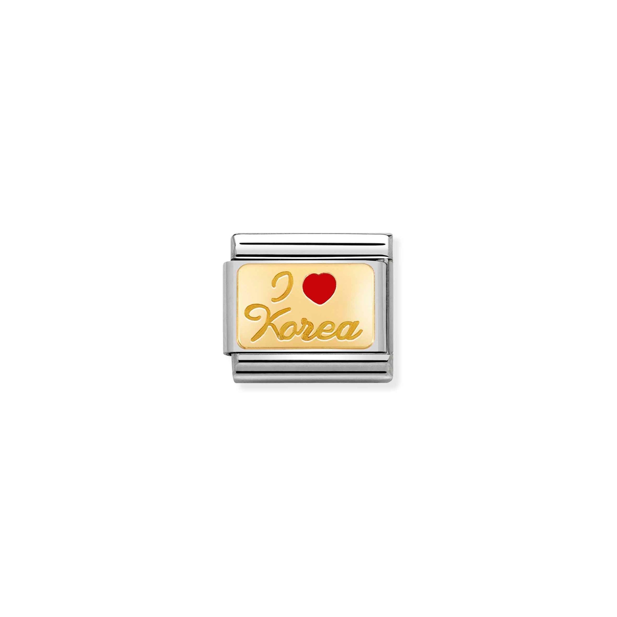 Nomination Composable Classic Charm I Love Korea - Edelstahl, Gelbgold, Emaille