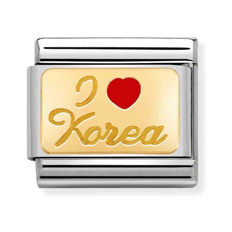 Nomination Composable Classic Charm I Love Korea - Edelstahl, Gelbgold, Emaille