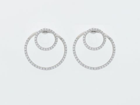 Ohrringe Silber rhod. rund wandelbar Stecker Zirkonia von Juwelier Harnisch, mit funkelnden Zirkonia verziert und elegantem Design, ideal für jeden Anlass.