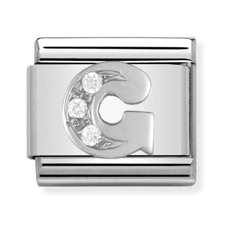 Nomination Composable Classic Charm Buchstabe G - Edelstahl, Sterling Silber, Zirkonia