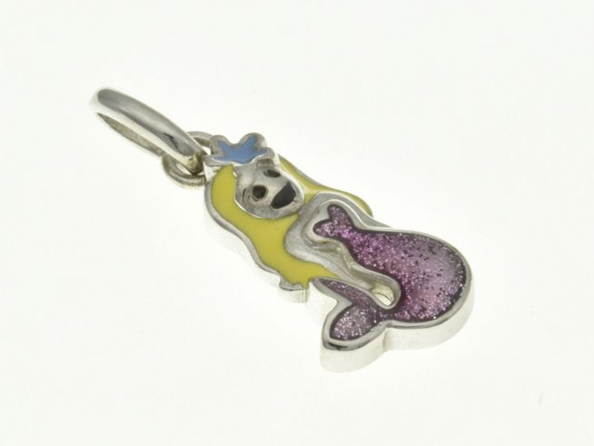 304469-0 Meerjungfrau Nixe Anhänger aus rhodiniertem Sterling Silber mit buntem Lack, hergestellt von Juwelier Harnisch, ideal für Kinder.