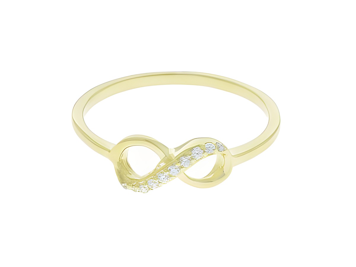 Silber vergoldeter Ring mit unendlichem Zeichen und modischem Design, Größe 58, Hersteller: Juwelier Harnisch, ideal bis Größe 18,4.