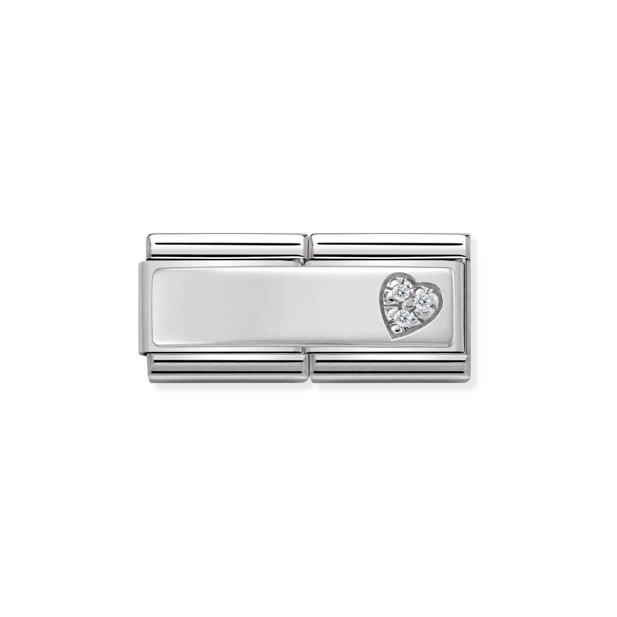 Nomination Composable Classic Double Charm Herz Zirkonia - Edelstahl, Sterling Silber, Zirkonia