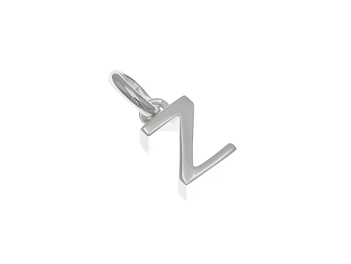 Ein Anhänger aus poliertem Sterling Silber in Form des Buchstabens Z, hergestellt von Juwelier Harnisch, ideal für persönlichen Schmuck.
