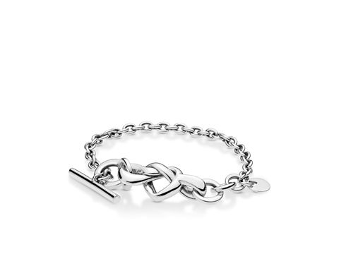 598100000-0 Silbernes Knotted hearts T-bar Armband von Pandora mit einer eleganten Verbindung aus Kettengliedern und einem T-Bar Verschluss, ideal für stilvolle Kombinationen.