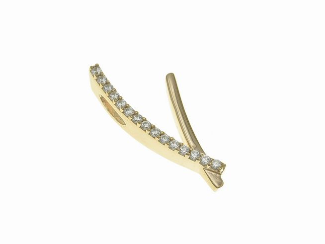 304824-0 Anhänger aus poliertem Sterling Silber in Form des Buchstabens V, vergoldet in Roségold, besetzt mit Zirkonia, Hersteller Juwelier Harnisch.