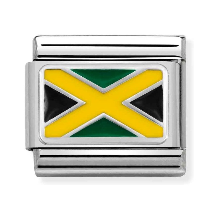 Nomination Composable Classic Charm Flagge Jamaika - Edelstahl, Sterling Silber, Emaille