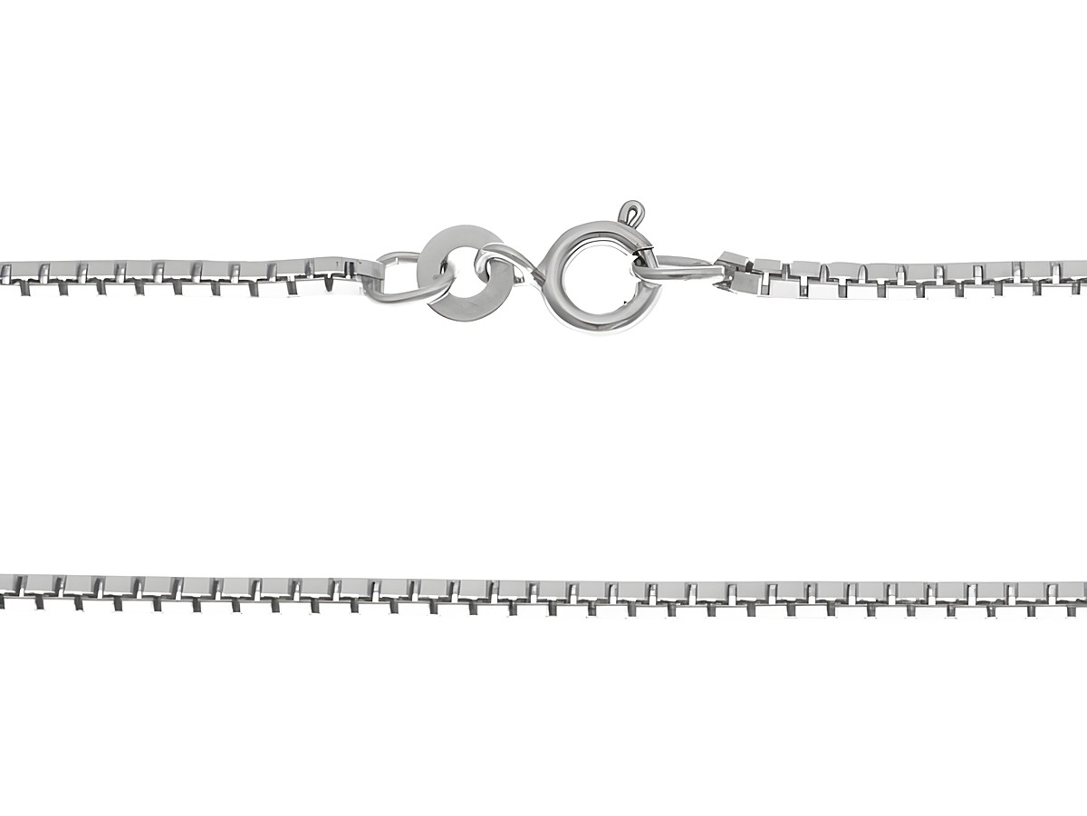 Silberkette rhodiniert Venezia kette 1,6 x 1,6 mm 38 cm vom Hersteller Juwelier Harnisch, elegantes Design mit einfachem Karabinerverschluss für sicheren Halt.