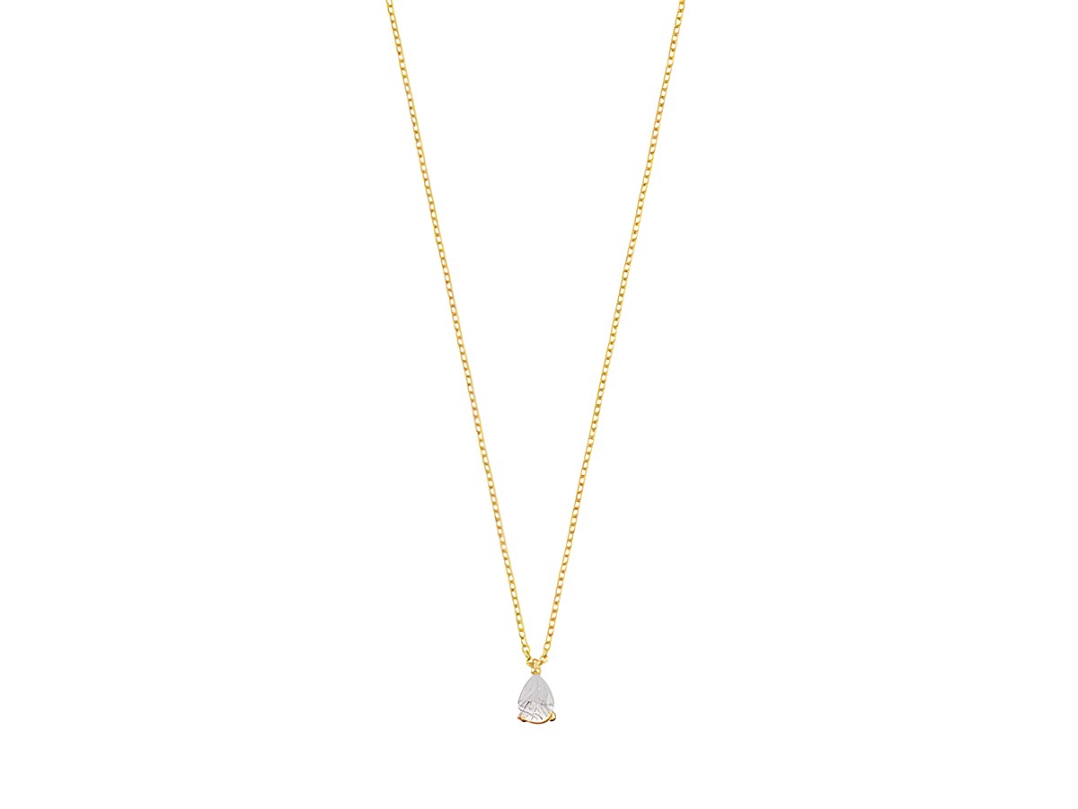 Xenox Sterling Silber Kette XS6072G in Gelbgold vergoldet mit FANCY CUT Karreekette, Länge 40-45 cm, elegantes Design mit tropfenförmigem Anhänger. Ideal für besondere Anlässe.