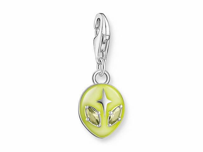 56972607-0 Charm-Anhänger von Thomas Sabo in Alien-Form aus Silber und Emaille, verziert mit gelben Zirkonia, ideal als modisches Accessoire für jeden Look.