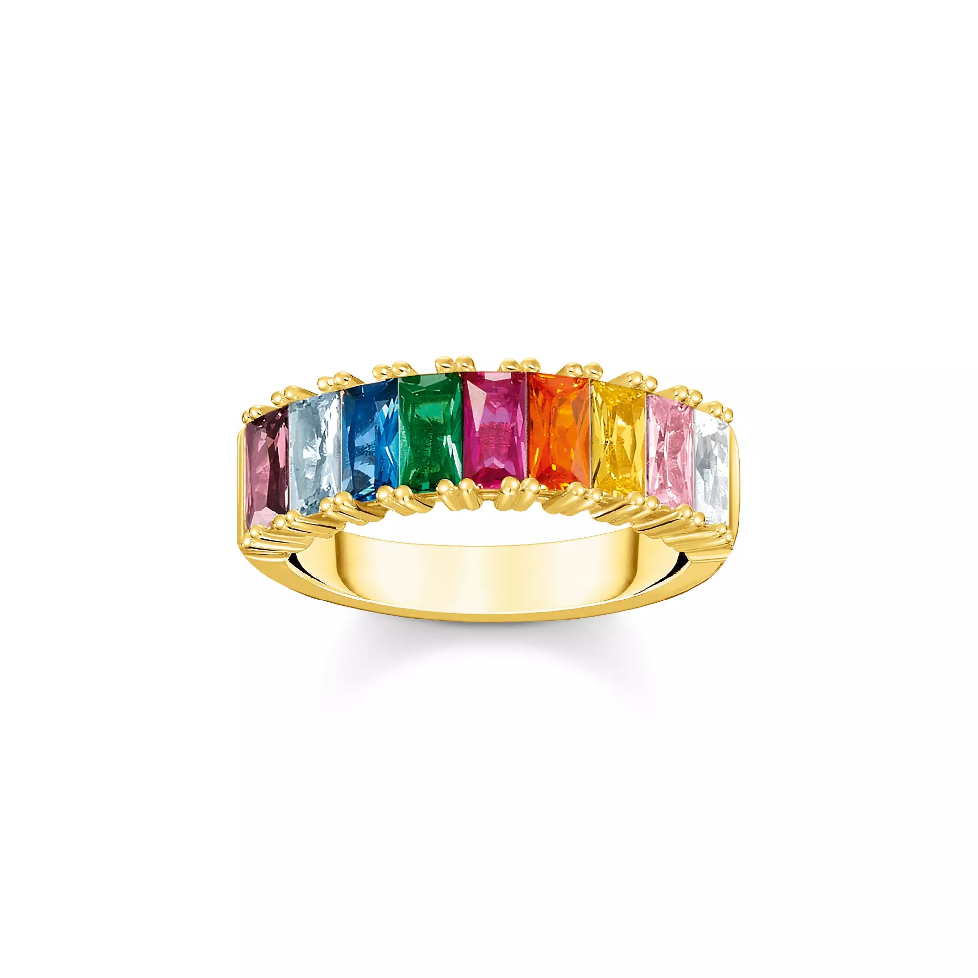 Thomas Sabo Ring bunte Steine gold – Silber – vergoldet – 6 mm hoch