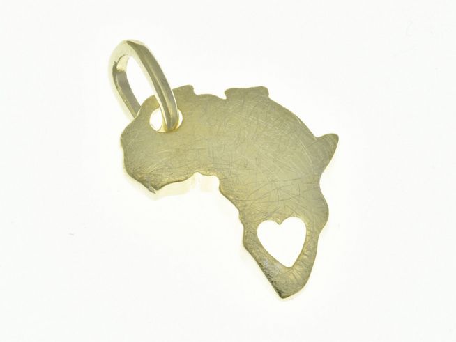 Afrika Anhänger aus Sterling Silber in Bicolor Gelbgold mit einer herzförmigen Aussparung, stilvoll und symbolisch, ideal für Schmuckliebhaber, Hersteller Juwelier Harnisch.