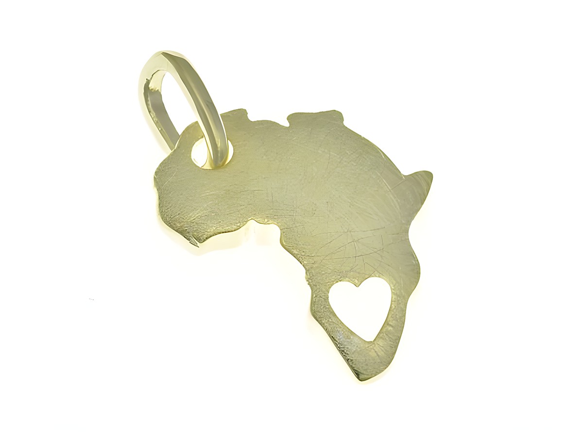 Afrika Anhänger aus Sterling Silber in Bicolor Gelbgold mit einer herzförmigen Aussparung, stilvoll und symbolisch, ideal für Schmuckliebhaber, Hersteller Juwelier Harnisch.