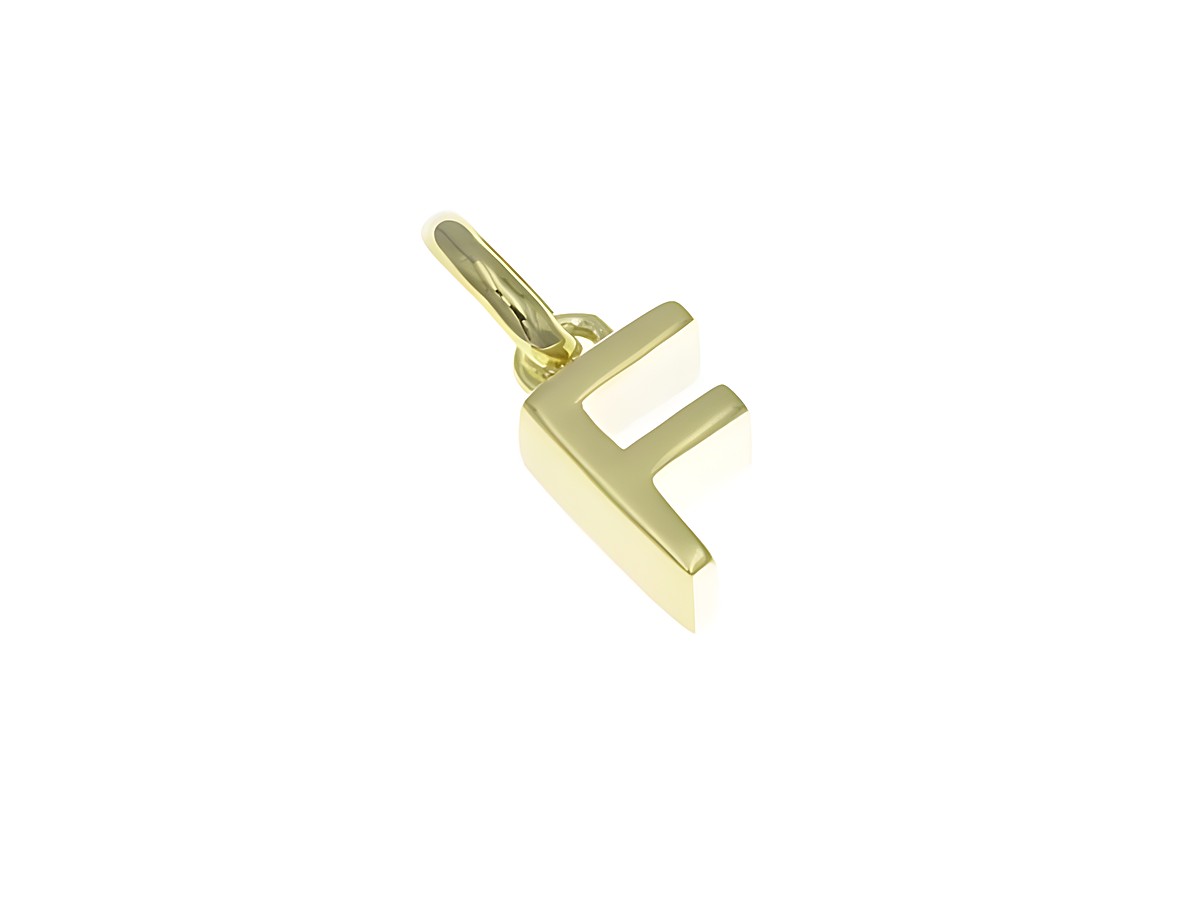 Anhänger aus poliertem Sterling Silber in Form des Buchstabens F, vergoldet in Gelbgold, Hersteller Juwelier Harnisch.