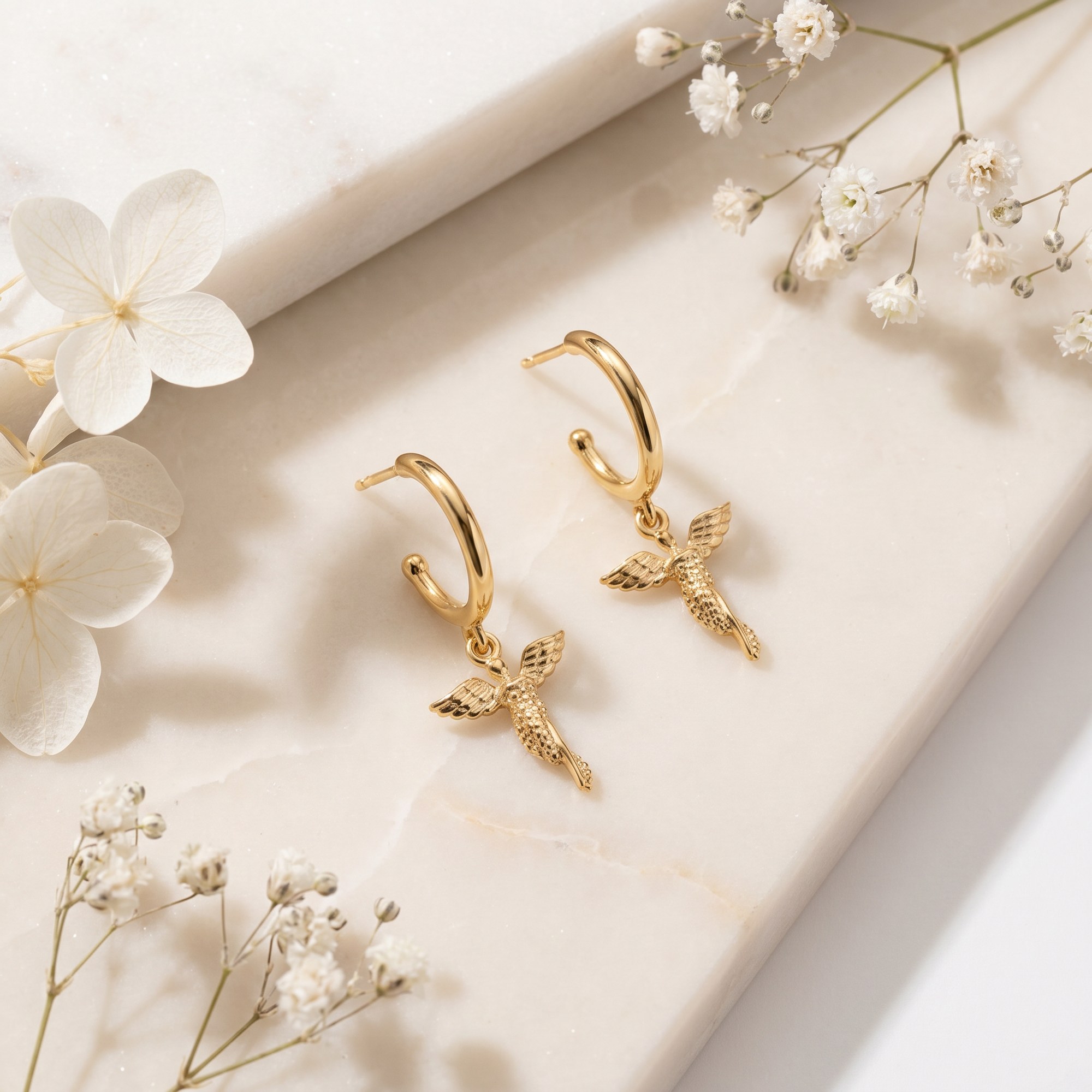 Engelsrufer LILANGEL Creole Engel - Gelbgold vergoldet auf Silber 12 mm – Ansicht 5