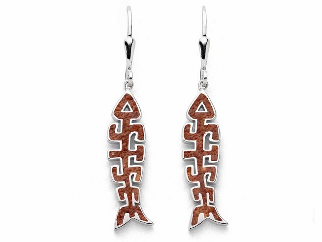 DUR Ohrringe aus rhodiniertem Sterling Silber in Fischgräten-Design, inspiriert von der Ostsee, mit einem modernen, kunstvollen Muster in Kupfer-Optik. Ideal für stilbewusste Träger.