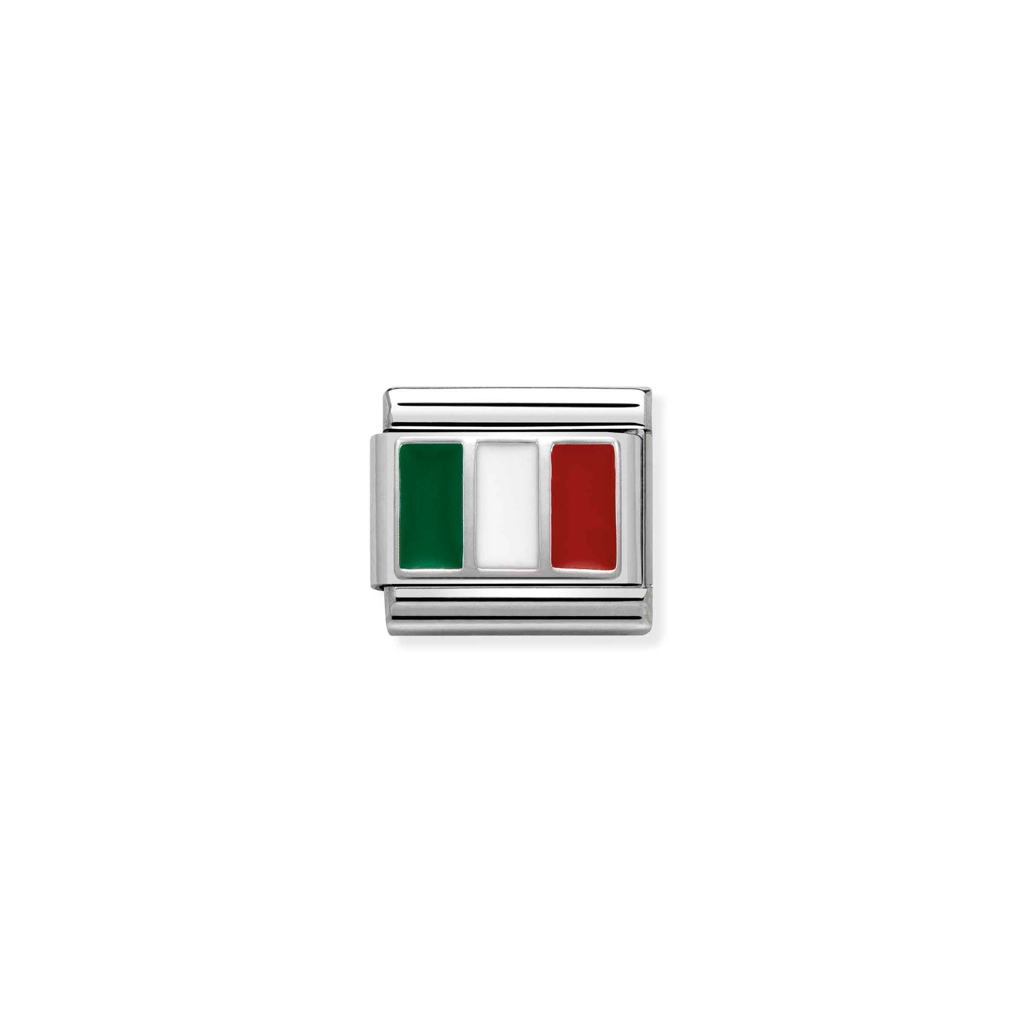 Nomination Composable Classic Charm Flagge Italien - Edelstahl, Sterling Silber, Emaille