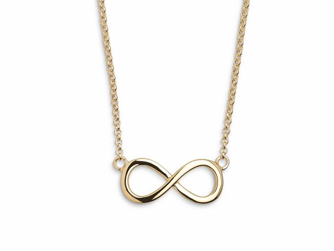 Xenox Sterling Silber Kette XS2763G in Gelbgold Vergoldung mit Infinity-Zeichen. Ankerkette in der Länge von 40-45 cm, elegantes Schmuckstück für jeden Anlass.