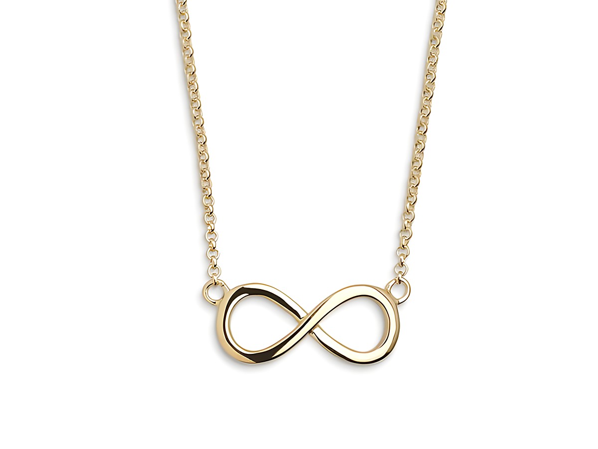 Xenox Sterling Silber Kette XS2763G in Gelbgold Vergoldung mit Infinity-Zeichen. Ankerkette in der Länge von 40-45 cm, elegantes Schmuckstück für jeden Anlass.