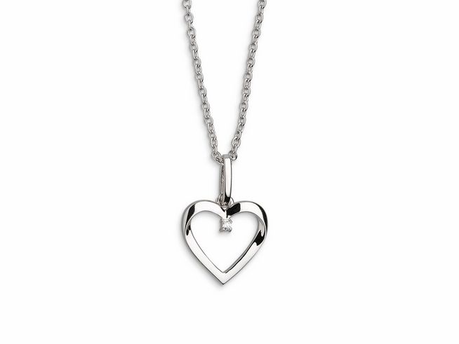 27000786-0 Xenox Sterling Silber Kette XS2795 in 40-45 cm mit LOVE STORY Anhänger in Herzform und funkelndem Stein, elegantes Design für jeden Anlass.